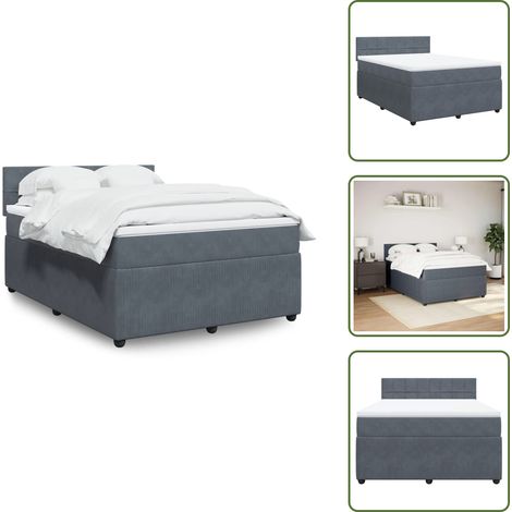 Sommier à lattes de lit et matelas Gris foncé 140x190cm Velours - Sommier À Lattes De Lit - Sommiers À Lattes De Lit - Lit - Meuble De Chambre À Coucher (1/5)
