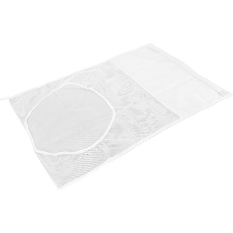 Großer, weißer, verstärkter Netzbeutel zur Aufbewahrung, hängt hinter der Badezimmertür, ideal für Schmutzwäsche und Spielzeug, kariertes Muster. (1/5)