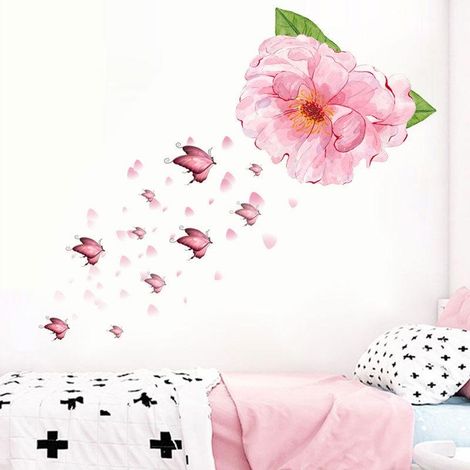 Stickers muraux aquarelle fleurs papillon pour décoration de chambre (1/5)