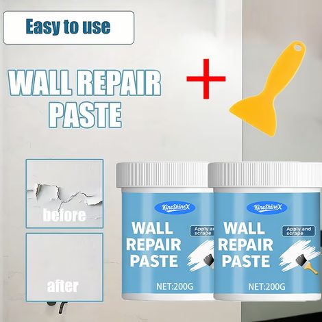 Wandreparaturpaste, faserverstärkte und rissbeständige Reparaturpaste, wasserdicht, schimmelresistent und feuchtigkeitsbeständig für Wand- und Deckenrisse, weiß. (1/5)