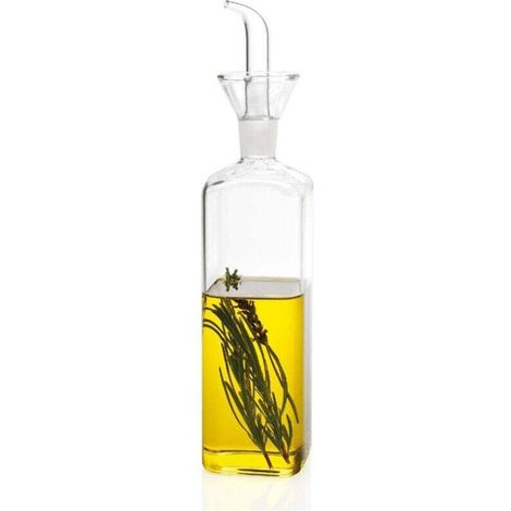 Huilier ou Vinaigrier Carré en Verre Transparent avec Bec Verseur 500ml (1/3)