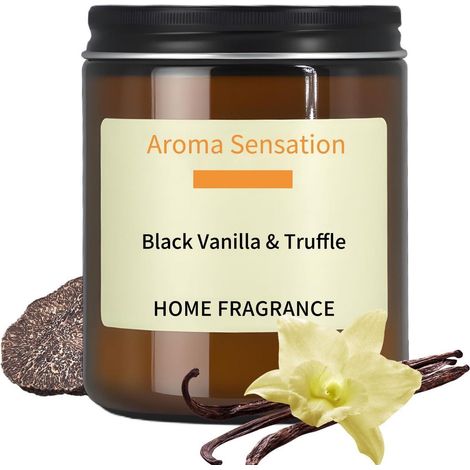 Duftkerze Vanille & Trüffel im Glas, Sojawachs, 80h Brenndauer, Geschenk für Frauen