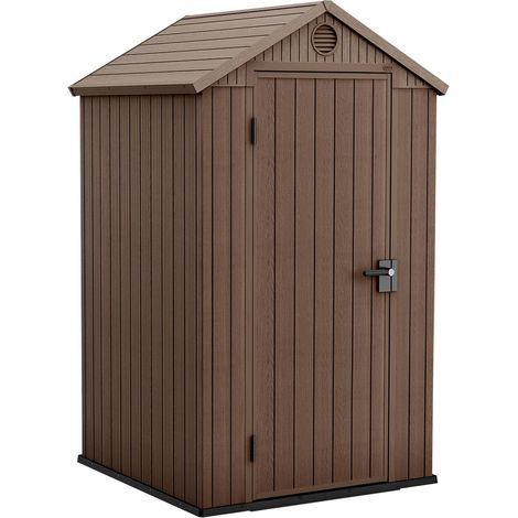 Dmora - Caseta de jardín Lagundo, Cobertizo de jardín, Caseta de jardín, Trastero para herramientas, 124x117 h205 cm, Marrón