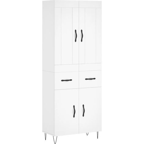 Aparador cómoda mueble de almacenaje organizador cocina salón salón alto 695 x 34 x 180 cm madera de ingeniería blanco 020032729