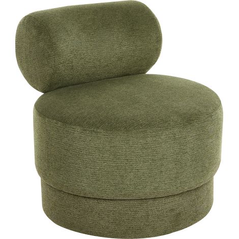 Sillón base giratoria de tela repelente al agua butaca sala de estar verde Karvia (1/5)