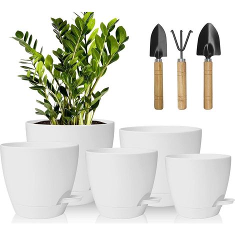 Blumentopf Selbstbewässerung Kunststoff Übertopf 5 Packs Weiß (1/5)