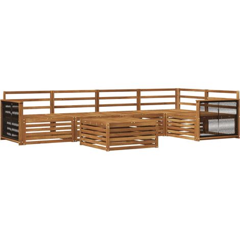 Outdoor Sofa Set 6 pcs Natural Solid Acacia Wood vidaXL (1/5)