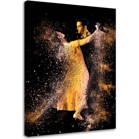 Image sur toile, Couple dansant dans de la poussière d'or - 60x90 (1/5)