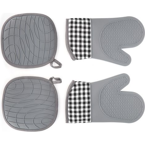 Gants en coton silicone, ensemble d'isolation thermique, gants de cuisine pour le four et la pâtisserie. (1/5)