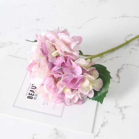 Hortensia en soie, plante résistante, feuilles vertes, centre de table pour mariage et autres événementsviolet (1/5)
