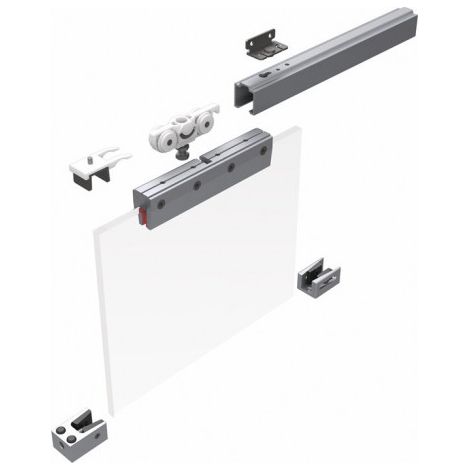 Système coulissant 73 80kg 2100mm EV1 anodisé.GLT 8/10mm complète.