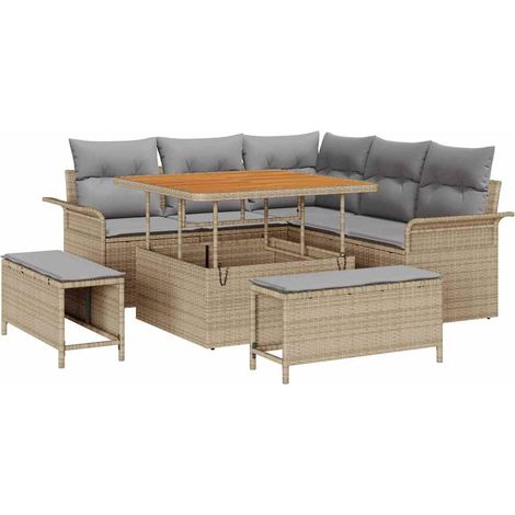 Garden Sofa Set 8 pcs 7-Seater Beige and Light Grey vidaXL (1/5)