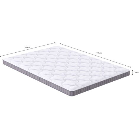Materasso 140x190x10 cm a molle insacchettate 7 zone H3, memory foam, bianco DESVIAE (1/4)