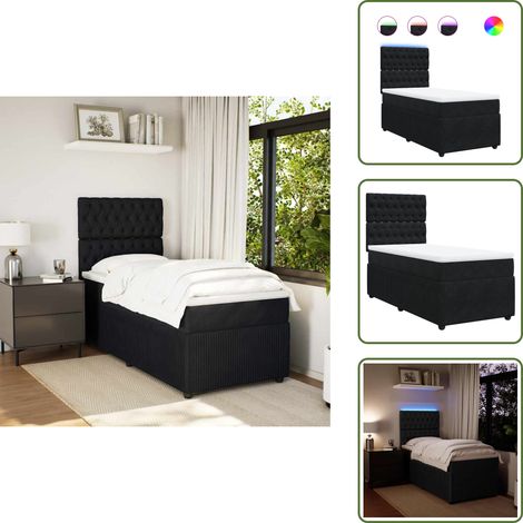 Cama de muelles ensacados - vidaXL Cama box spring con colchón terciopelo negro 80x200 cm - Cama con cabecero ajustable