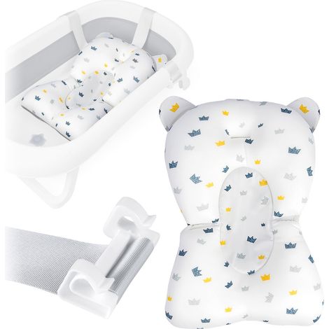 Cuscino da bagno per neonati, ad asciugatura rapida, bianco/blu