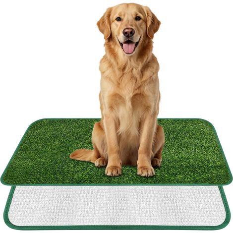 Dog Toilet with Artificial Grass - 80 x 100 cm, Grass Dog Pot, Easy to Clean, Breathable Dog Litter Trays for Outdoor Indoor Dogs with Realistic Grass Mat (1/5)