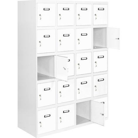 SimonRack Vestiaire Métallique 20 Porte, 4 Modules, 1800x1200x500 mm, Serrure à Clé et Aérations, Gris/Blanc Simonlocker (1/5)