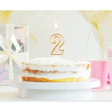 Candela B&C numero 2 con contorno dorato, 1 confezione (1/2)