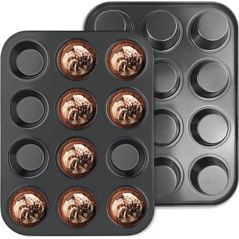 2er Pack Muffinform für 24 Muffins Antihaftbeschichtet, BPA frei, Standard Backform 35 x 27 x 3 cm für Cupcakes und Brownies (1/5)