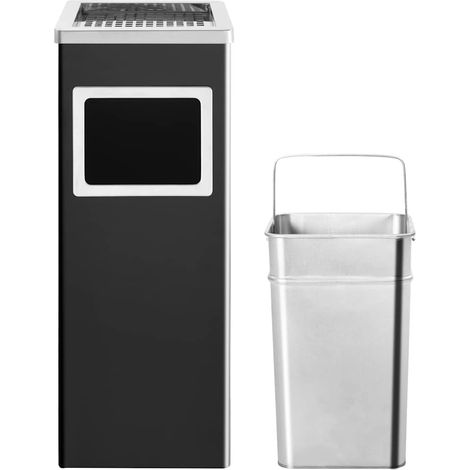 Maison Exclusive - Papelera con cenicero 36 L Acero Negro (1/5)