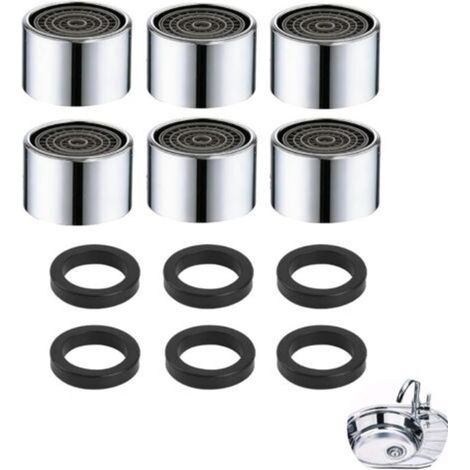 Lot de 6 Mousseur Robinet M22 Filetage Femelle, Embout Robinet Cuisine et Salle de Bain, Filtre Robinet Economiseur d'Eau avec Joint, Aérateur Robinet Anti-Eclaboussures
