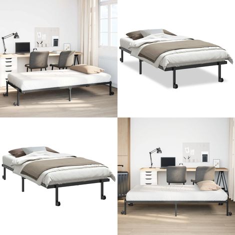 vidaXL Cadre de lit sans matelas pliable noir 100x200 cm acier (1/5)
