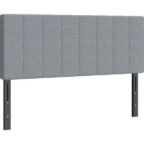 Tête lit réglable hauteur 3 positions pieds métal aspect lin 160x10x106/116/126 cm gris (1/5)