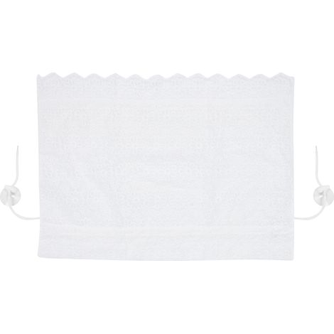 Rideau pare-soleil universel en pur coton, joli motif marguerites, blanc. (1/5)