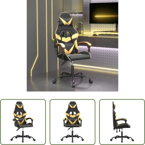vidaXL Chaise de jeu avec dossier réglable - Chaise de jeu Noir et doré Similicuir (1/5)