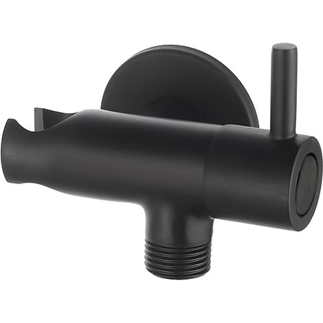 PRESA ACQUA TONDA CON SUPPORTO DOCCIA E ARRESTO- Nero Opaco- DH- pezzi 1
