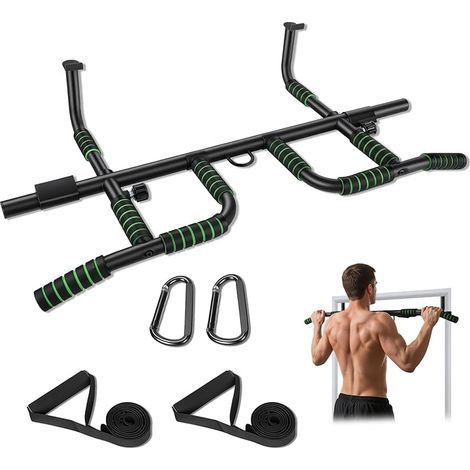 Barre de Traction Porte sans Fixation, Pull Up Bar avec Multi-Prises & Bandes de Résistance, Idéale pour la Musculation et l’Entraînement à la Maison (1/5)