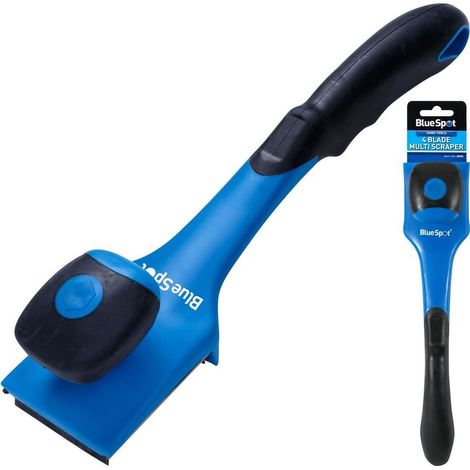 BlueSpot Wood Paint Stripper Razor 4 Blade Multi Scraper Tool Soft Grip Handle
