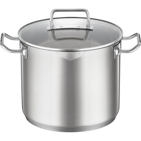 Faitout - Récipient de Cuisson Universel en Acier Inoxydable 18/10 - Couvercle en Verre, Bec Verseur et Graduation Intérieure - Convient pour l'Induction et Lave-Vaisselle, 24 cm (1/5)