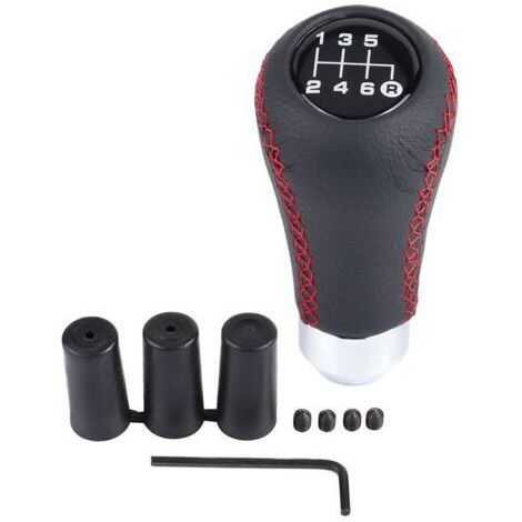 Pommeau de levier de vitesse universel pour voiture, 6 rapports, en polyuréthane, avec 3 flexibles, rouge. (1/5)