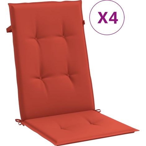 Coussins de chaise à dossier haut lot de 4 rouge mélangé tissu (1/5)