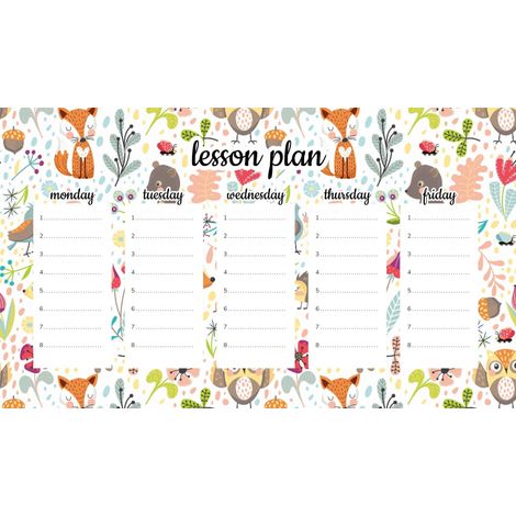 Piano di lezione magnetico con animali colorati della foresta, 30x17,5 cm