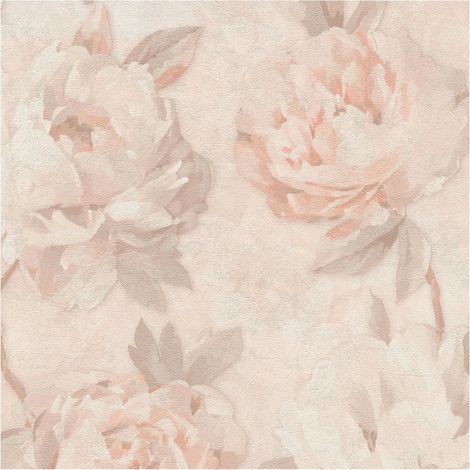 Papel pintado floral Profhome 791672 papel pintado vinílico estampado en caliente tejido non tejido ligeramente texturado con ornamentos florales mate rosa rojo-viejo beige agrisado blanco crema 5,33 