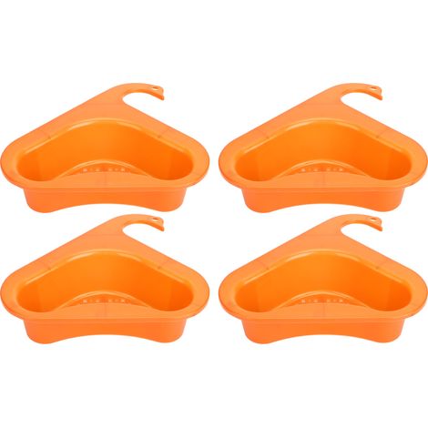 4er-Set multifunktionale dreieckige Abtropfkörbe für Spülbecken, geeignet für Seife, Zahnbürsten, Schwämme und Obst (Rose, Orange) (1/5)