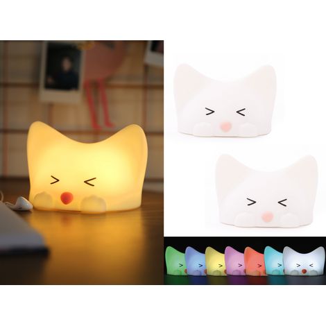 2er Set Nachtlichter, per USB aufladbar, dimmbar, 7 Lichtfarben, mit Soundeffekt (1/5)