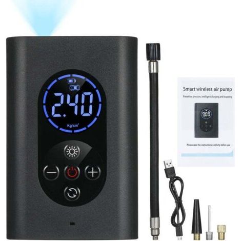 Gonfleur Compresseur D'Air Portatif 150Psi Electrique Pompe A Air Avec Usb Manometre Led Rechargeable 4000Mah Banque D'Alimentation D'Arret Automatique