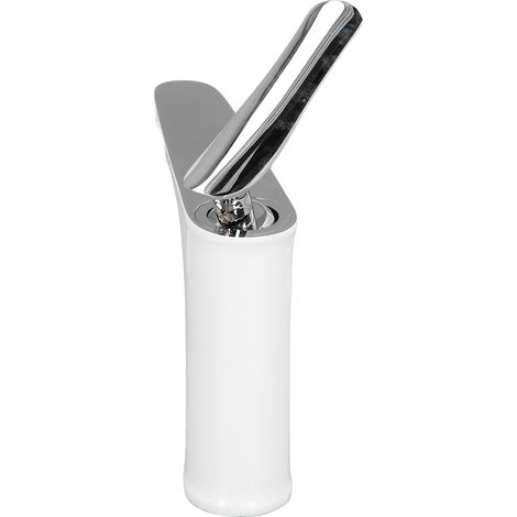 (Englisch) G1/2 Warm-/Kaltwasser-Mischbatterie, massives Messing, für Badezimmerwaschbecken, Aufsatzmontage, 1 Griff, Chrom. (1/5)