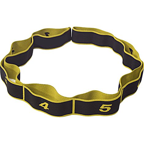 Sangle d'étirement avec poignées en boucle - Bande de résistance élastique pour les mains/exercices, jaune (1/5)