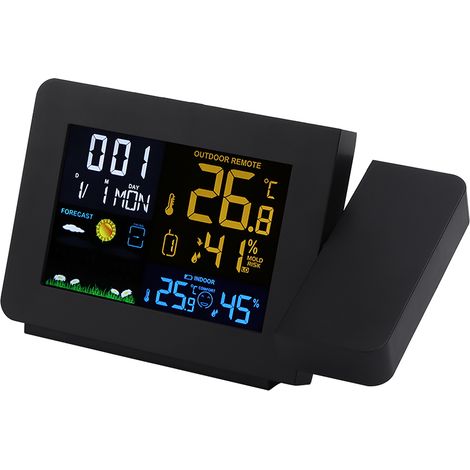 Réveil Électronique Projecteur d'Heure avec Écran Coloré Multifonction, Prise EU 230-240V Noir (1/5)