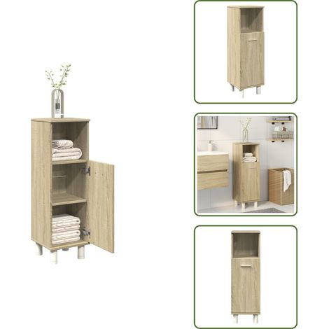 Mobile da bagno con scomparti - vidaXL Mobile da Bagno Rovere Sonoma 30,5x30x95cm in Truciolato - Mobile da bagno con anta