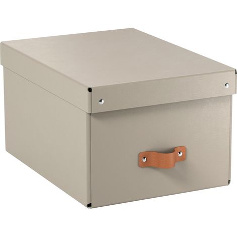 Boîtes de rangement petit format avec couvercle : 2 boîtes solides, boîtes empilables 7L pour maison et bureau (20x28x15cm, beige), compatibles avec étagères et meubles cubiques (1/5)