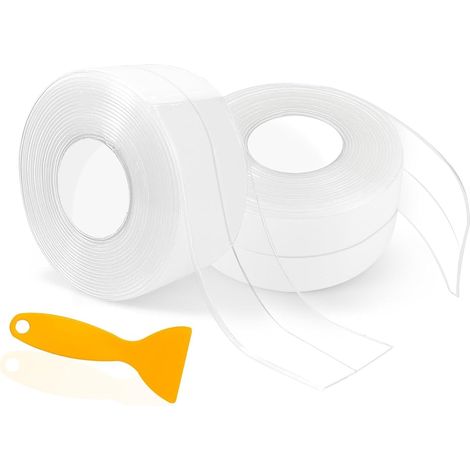 5Mx3.8MM Plinthe Souple Autoadhésive Marbre PVC Joint Douche Plinthe Bande Etancheite Salle de Bain Ruban Adhésif Joint Autocollant,Cuisine les Toilettes Anti-Moisissure Calfeutrage (transparent) (1/5)