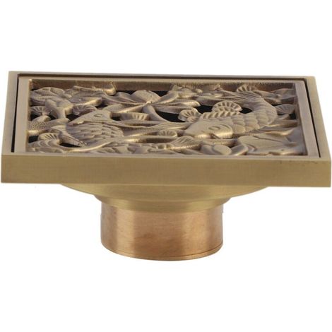Grille de receveur de douche en laiton vieilli, 10 cm, pour évacuation des déchets de salle de bain – finition antique élégante (1/5)
