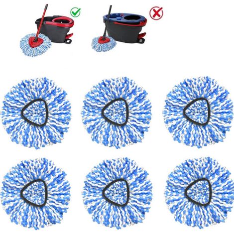 Compatible with the Easywring single twist system, O-Ceda replacement brush head pack (pack of 6, blue and white) (1/5)