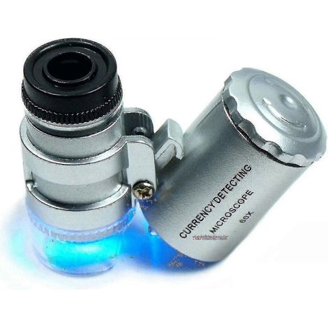 Loupe grossissante 60x pour bijoutiers, loupe de poche avec loupe et éclairage LED (1/2)