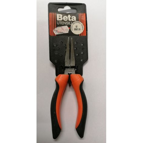 BETA - PINZA A BECCHI PIATTI LUNGHI ZIGRINATI CON IMPUGNATURA BIMATERIALE 140MM